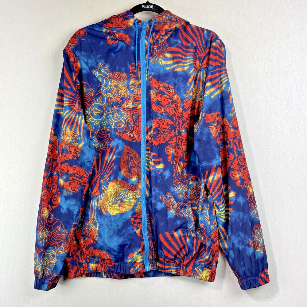 Volcom Forwarder Jacket Medium Blue All Over Print Streetwear Skateboard Grunge
